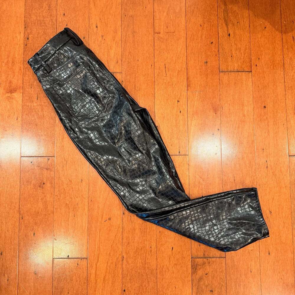 Good American Faux Leather Croc Embossed Pants Size 2/26